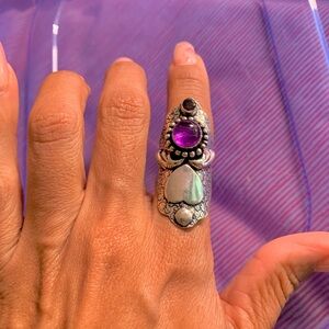 Silver and Purple Statement Ring